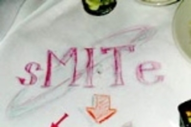 MIT ultimate Frisbee player Kathleen Dobson's drawing of the U.S., pinpointing Spokane, the site of the 2002 National Women's Championships.