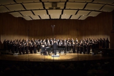 The MIT Concert Choir in a performance at Kresge Auditorium. The choir will perform at Symphony Hall with the Boston Pops tomorrow night.