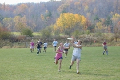 Ultimate Frisbee players at a match last fall.