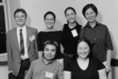 Biology department awards were made to (back row, left to right) Dobrin        Draganov, Tara Mullaney, Elissa M. Schwartzfarb, Stacy Chen, (front row, left to right) Tetsuya Matsuguchi and Cindy Ku.