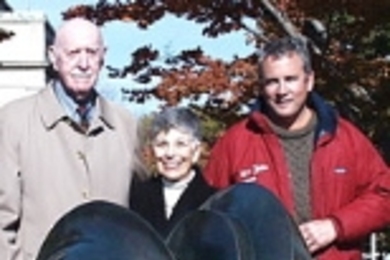 From left, Sidney Silber, Jean Silber, and Fran Charles with "The Wave."