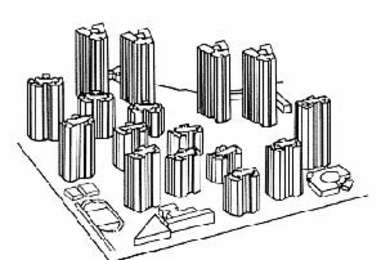Airflow analysis is an effective technique for guiding the design of new communities in China. Scheme (top) on the left is a design prepared by a Chinese architectural firm. Airflow analysis performed by MIT researchers showed that scheme (bottom) at right could provide the same living space while also blocking winter winds from the north, increasing passive solar heating in winter and enhancing c...