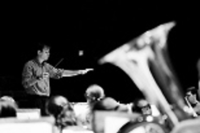 Frederick Harris conducts the MIT Wind Ensemble.