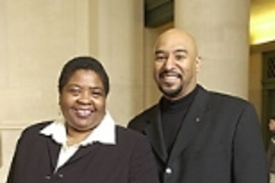 Boston YMCA Black Achievers of the Year are Gail-Lenora Staton, senior administrative officer in the Office of Minority Education, and Roy Charles, assistant dean for graduate students.