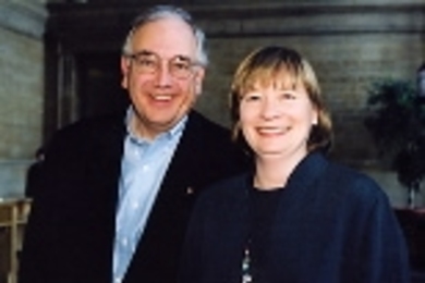 Changing of the guard: William Hecht (left) will retire as executive vice president and CEO of the Alumni Association and Elizabeth Garvin will succeed him.