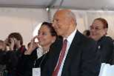 Barbara and Jeffry Picower enjoy ceremonies at the groundbreaking ceremony for the Picower Center for Learning and Memory.