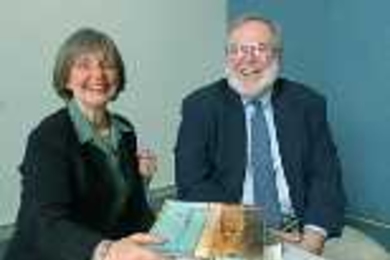 Professors Pauline Maier and Merritt Roe Smith with "Inventing America."