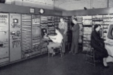 The Whirlwind I operational control center, replacing its analog system predecessors, was used in the early 1950s for mathematical research and studying engineering problems.
