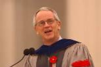 In his charge to          the graduates, MIT president Charles Vest asks them to "take your          education, your talent, and your energy, and build a nation and a world          community that considers knowledge a gift to be shared, a healthy planet          a place to be cherished, and human dignity and opportunity fundamental          conditions to be enjoyed by all people."