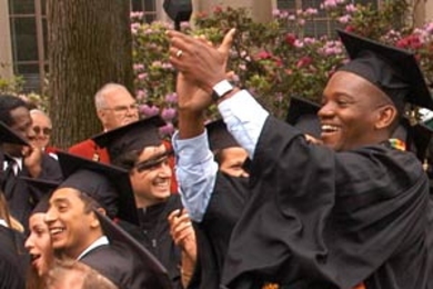 Members of the Class of 2003 cheer on one of their classmates during Commencement at MIT. <a onclick="MM_openBrWindow('01-comm-applause-enlarged.html','','width=509, height=583')">
<span onmouseover="this.className='cursorChange';">Open image gallery</span>
</a>
<noscript> <a href="01-comm-applause-enlarged.html">
<em>(no JavaScript)</em>
</a>
</noscript>