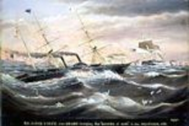 Comm Perry Carrying the "Gospel of God" to the Heathen, 1853, by James G. Evans, oil on canvas, ca. 1854, Chicago Historical Society.