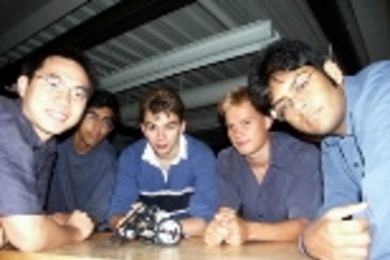 The members of the winning team are (left to right): junior Arthur Mak, sophomore Dheera Venkatraman, senior Maxwell Planck, sophomore Lauri Kauppila and sophomore Akhil Shashidhar.