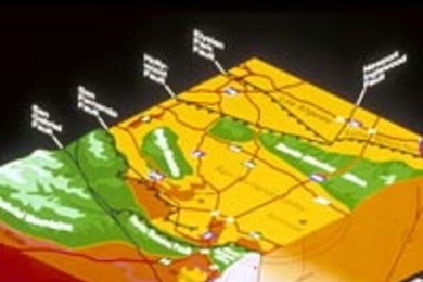 A geological model of the Northridge earthquake. Researchers are relying increasingly on space-based methods to predict earthquake activity.