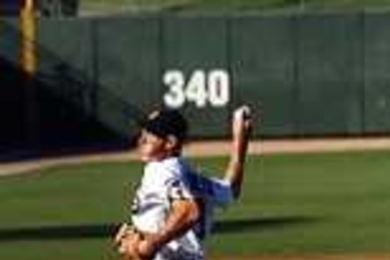 Jason Szuminski (S.B. 2000) unleashes one of his 94 mph fastballs while pitching in the minor leagues.
