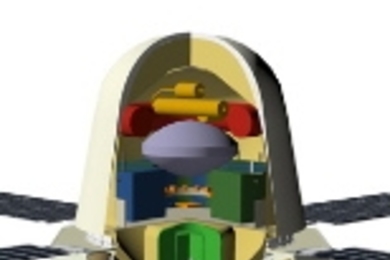 A view inside the Mars Gravity Biosatellite, which will spin to create artificial gravity at the same level as that on Mars (approximately one-third of Earth's) in order to be able to study the effects of Martian-level gravity on mammals.