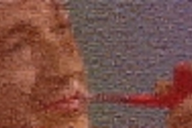 This image of Jerome Wiesner was created from a collection of over 2,000 individual photographs selected from a database of over 300,000. A computer program, written by Rob Silvers (S.M. 1996), selected and arranged these images based on their coloration and texture to construct this mosaic.