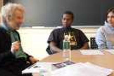 Author Margaret Atwood speaks to an MIT writing class last week.