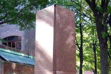 The Nobel Monument, designed by Swedish sculptor Sivert Lindblom, in Theodore Roosevelt Park in New York.
