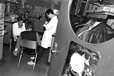 Learn more about MIT's unique workspaces at 'Scientific Settings:  Photos of MIT Labs,' at the MIT Museum Compton Gallery. The exhibit of photos taken by Scott Globus during the early 1980s is on display through Jan. 6.