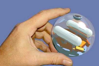 An artist's rendering shows the baseball-sized probes being designed by MIT researchers for Mars exploration.