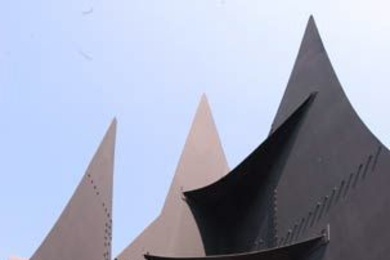 Alexander Calder's 'La Grande Voile' in McDermott Court is one of nearly 50 artworks on public display around the MIT campus. Public Art Review recently named MIT's collection one of the 10 best in the country.