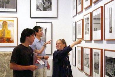 Students visit MIT's List Visual Arts Center to view art available for loan through the Student Loan Art Program. The collection of artworks for loan--about 400 pieces--may be viewed at the List through Sept. 17.