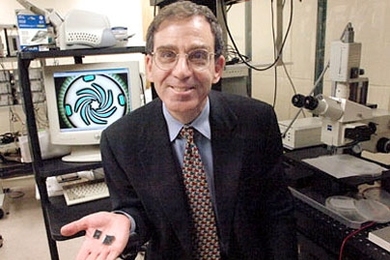 Professor Alan Epstein and his team have been using computer-chip fabrication techniques to make a gas-turbine engine that fits in the palm of his hand.