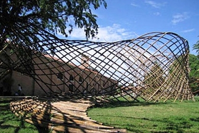 An MIT exhibit of design projects by Yung Ho Chang/Atelier FCJZ includes the 'Bamboo Shoot,' the Chinese Pavilion, Venice Biennale (2005).