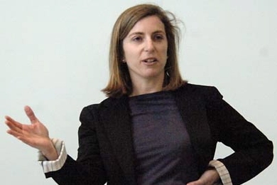 Meg Jacobs of the MIT History section makes a point during a recent colloquium about the 1970s oil crisis.