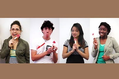 Participants in Hope Ginsburg's 2007 Campus Preview Weekend 'SPONGE' workshop designed an ice cream flavor, learned how to make ice cream, then ate it using spoons made from casts of their own tongues.