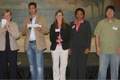Dr. Leona Samson, Director, Center for Enviornmental Health Sciences, Daniel Znaty (Sloan School of Management graduate 2007) and Graduate Student Prize Winners:  Dominika Wiktor-Brown, Alexandria Sams, and Paul Huang