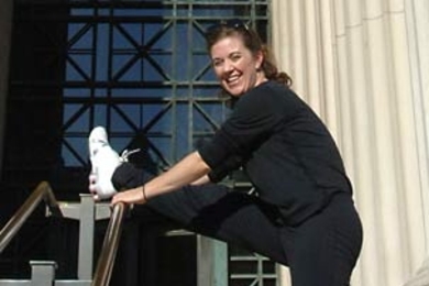 Lily Burns, staff associate in the president's office, had a stroke at age 33. She has now recovered, but she is determined to write about her experience to offer other young stroke victims a place to turn for information.