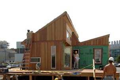 Many hands volunteered in the making of MIT's solar house.