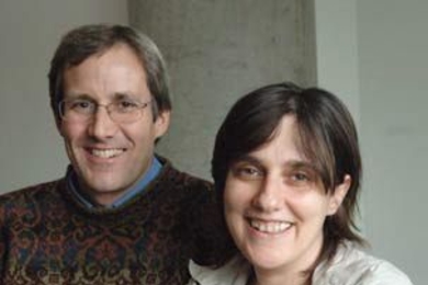 CSAIL professor Regina Barzilay, right, and principal research scientist James Glass, left, use computer techniques to create a lecture-browsing system.