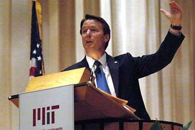 Former Democratic presidential candidate John Edwards gives one of the opening keynote addresses at a student-organized conference on global poverty held at MIT April 18-20.