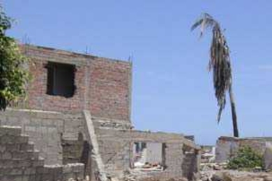 An image in Tambo de Mora, Peru, which was hit hard by last year's magnitude 8 earthquake.