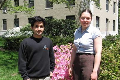 Bucsela Prize winners Anand Deopurkar, left, and Galyna Dobrovolska. Dobrovolska was also a co-winner for the Alice T. Schafer Prize.