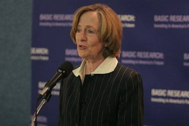 MIT President Susan Hockfield speaks at the National Press Club in Washington, D.C., on Sept. 17.