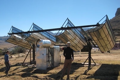 A solar power generator in Lesotho, Africa, designed by MIT students that recently won a coveted EPA grant.
