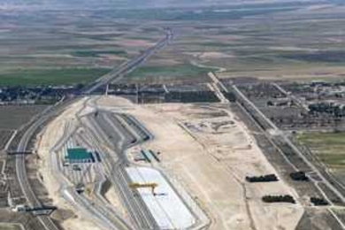 An aerial shot of part of the Plataforma LogÃstica de Zaragoza (PLAZA), the largest logistics park in Europe, which was designed through a partnership with MIT. The Zaragoza Logistics Center, a new research institute established through the partnership with MIT, is also based in the middle of the logistics park.Â