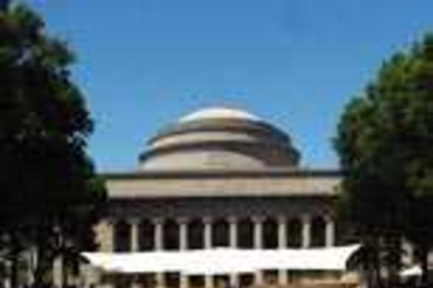 The chairs and stage are set for MIT's 143rd Commencement, taking place Friday morning