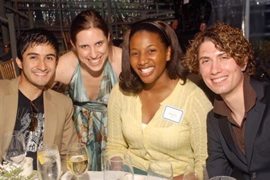 Students enjoyed themselves at the Department of Civil and Environmental Engineering (CEE) senior and awards dinner held at Endicott House May 15. Left to right: Graduate student J. Alberto Ortega, winner of the Trond Kaalstad (Class of 1957) Fellowship; senior Mahalia Miller, winner of the Steinberg Prize; and graduate students Zenzile Brooks and James Vanzo.