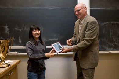 Professor Herb H. Sawin accepts the 2009 C. Michael MohrOutstanding Faculty Award.