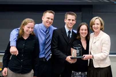 President Susan Hockfield presents members of MIT-EMS with the Karl Taylor Compton Prize on May 5.