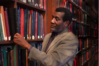 Professor Marcus Thompson in the Music Library
