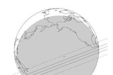 Diagram showing the predicted track of the occultation of a star by a Kuiper Belt Object on the night of Oct. 9.