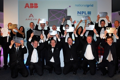 Hayden Taylor (front row, far right) celebrates with the other IET winners at the awards celebration on Nov. 25.