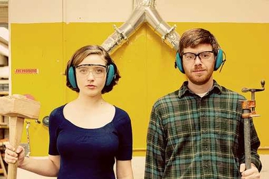 Newly engaged Theis Clarke SM '04, PhD ’08 and Catherine Lee met at the Hobby Shop.