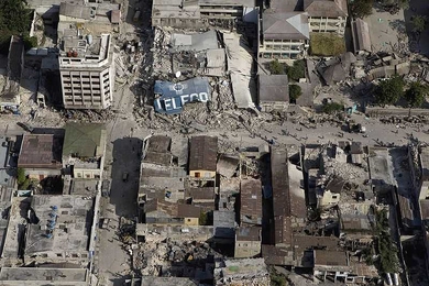 The downtown core shows the damage after an earthquake measuring 7 plus on the Richter scale rocked Port-au-Prince, Haiti, just before 5 p.m. on Jan. 12.