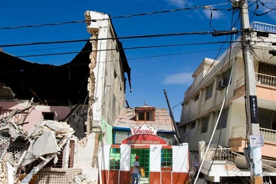 Damage to several buildings in Haiti after the earthquake on Jan. 12.